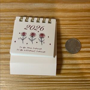 2026 Floral Mini Desk Calendar - Pink Roses